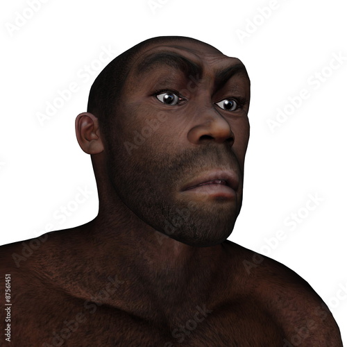 Male homo erectus angry - 3D render photo