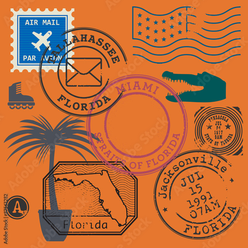 Retro postage stamps set