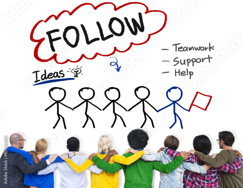 Follow Support Ideas Teamwork Social Media Concept