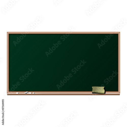 Blackboard, chalk and sponge - isolated vector illustration (10 EPS)