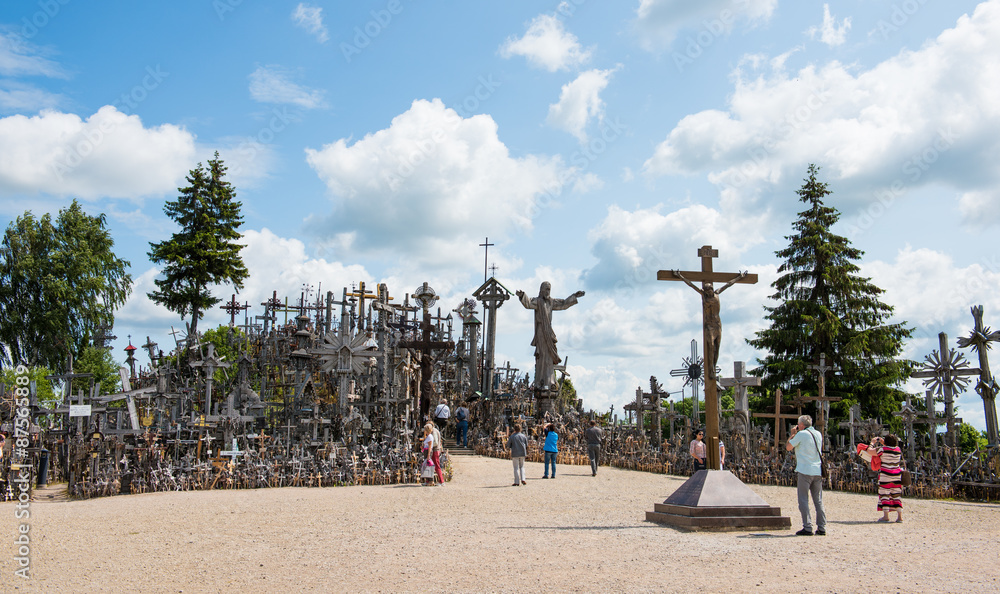 SIAULIAI, LITHUANIA - JUL 12, 2015: The Hill of Crosses (Kryziu SIAULIAI, LITHUANIA - JUL 12, 2015: The Hill of Crosses (Kryziu