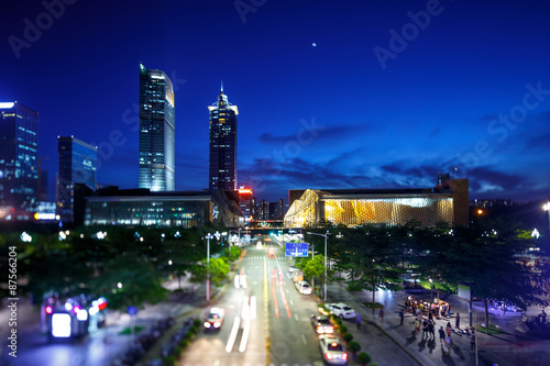 Illuminated modern skyline and buildings © zhu difeng