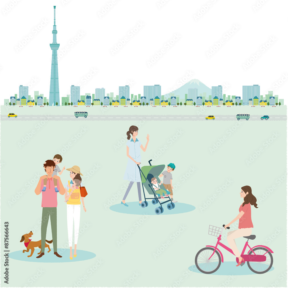 自転車 イラスト 町並み ベビーカー Stock Vector Adobe Stock 自転車 イラスト 町並み ベビーカー Stock Vector Adobe Stock