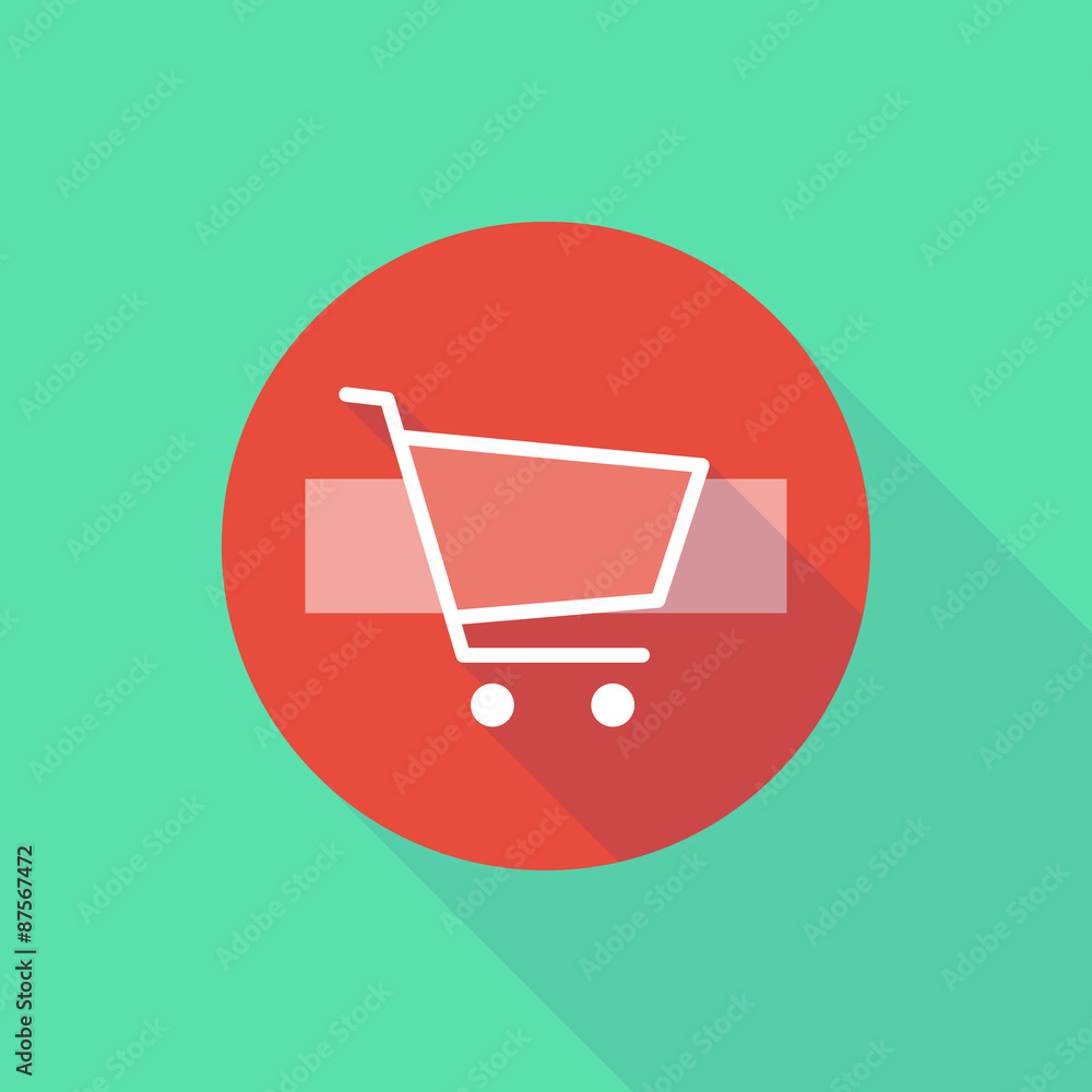 Long shadow do not enter icon with a shopping cart Long shadow do not enter icon with a shopping cart
