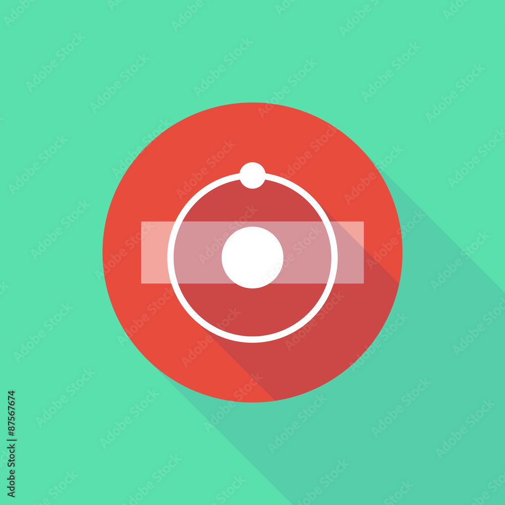 Long shadow do not enter icon with an atom Long shadow do not enter icon with an atom