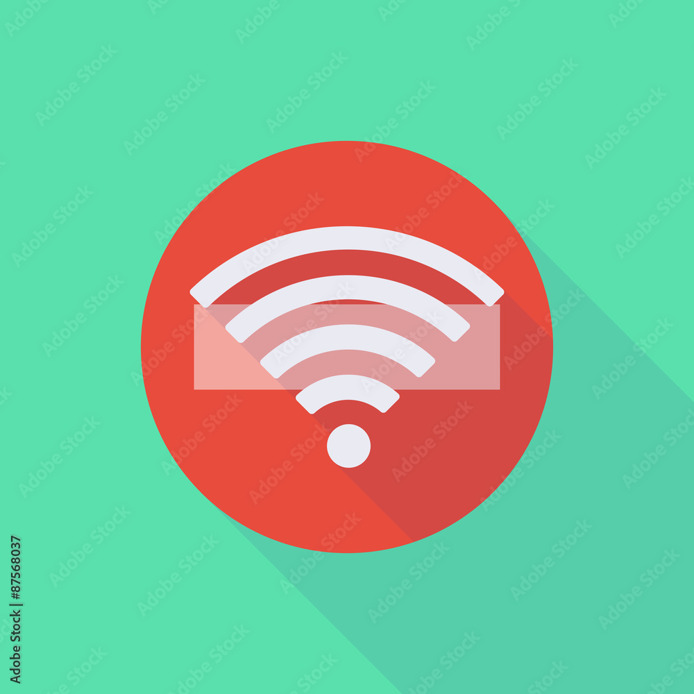 Long shadow do not enter icon with a radio signal sign Long shadow do not enter icon with a radio signal sign
