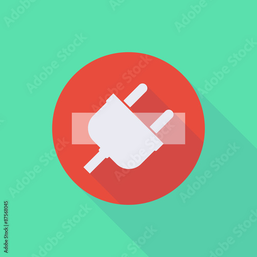 Long shadow do not enter icon with a plug