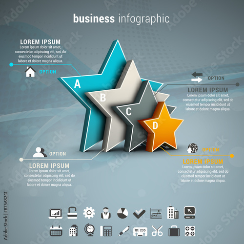Business infographic made of star shapes.