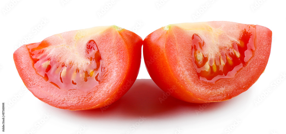 Pieces of tomato isolated on white Pieces of tomato isolated on white