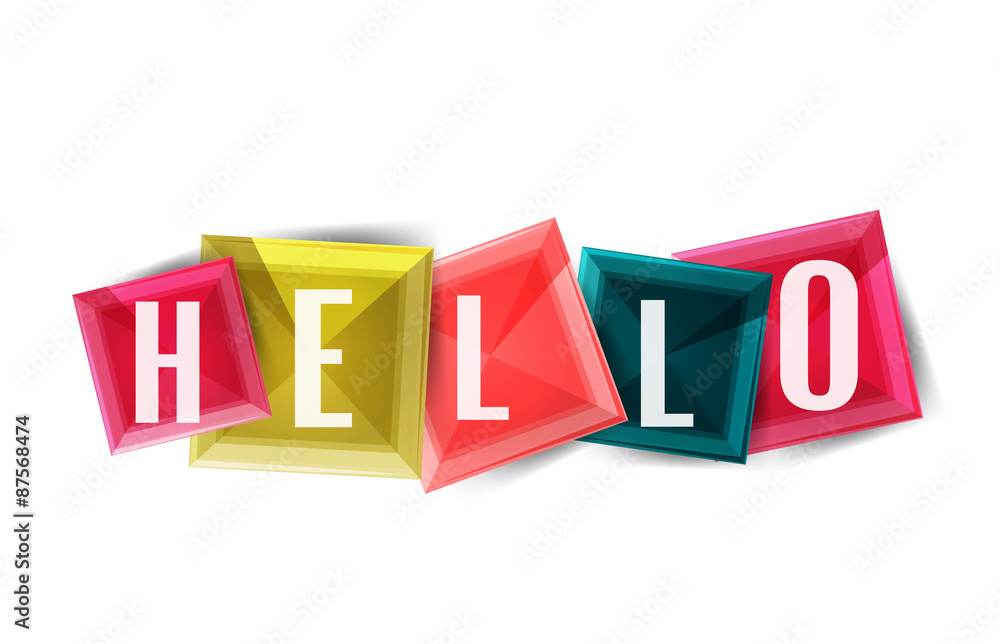 Hello word button banner or squares Hello word button banner or squares
