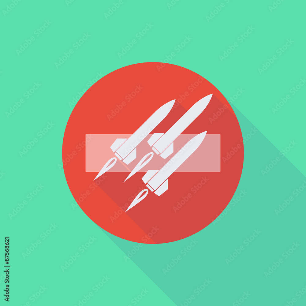 Long shadow do not enter icon with missiles Long shadow do not enter icon with missiles