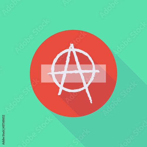 Long shadow do not enter icon with an anarchy sign