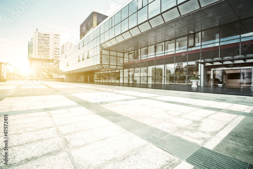 modern building glass wall and empty path