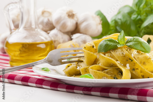 Pasta tagiatelle with pesto