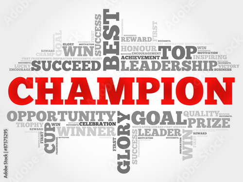 Champion word cloud, business concept