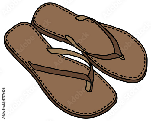 Leather low sandals / hand drawing, vector