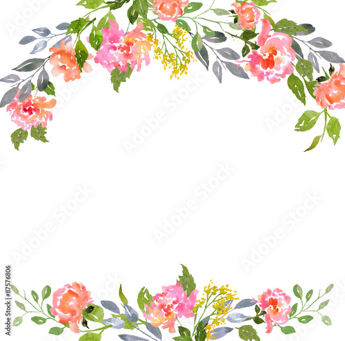 Watercolor floral card template