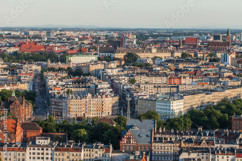 Fototapeta Naklejka Na Ścianę i Meble -  Wroclaw, Poland - June 17, 2015: Aerial view of Wroclaw city