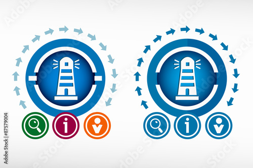 Lighthouse icon and creative design elements