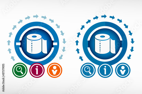 Toilet paper icon and creative design elements