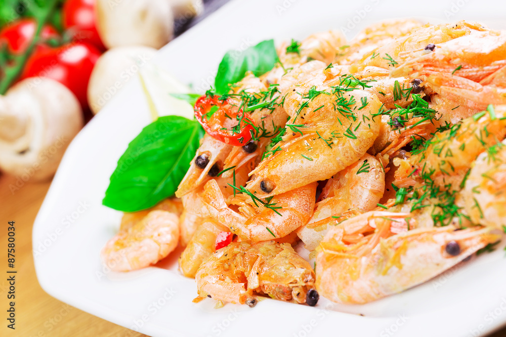 Boiled prawns