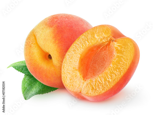 Foto Apricots over white background