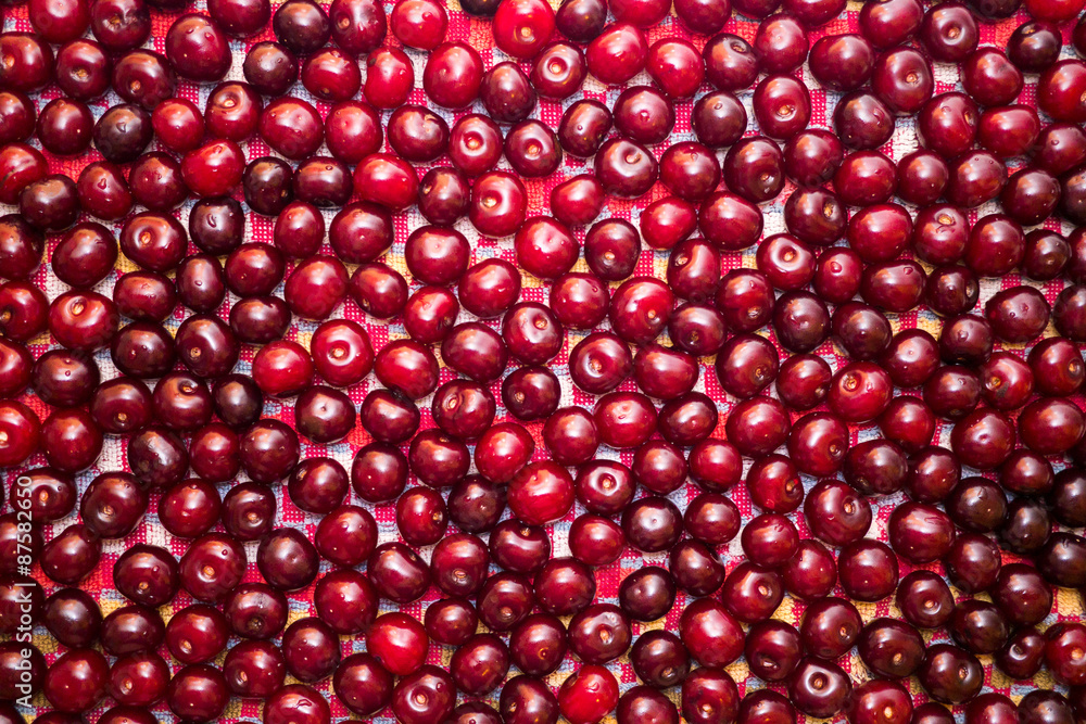 Cherries is ready for preparing on the kitchen Cherries is ready for preparing on the kitchen