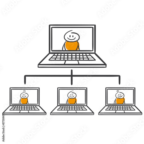 Strichmännchen Serie Pumpy / Netzwerk