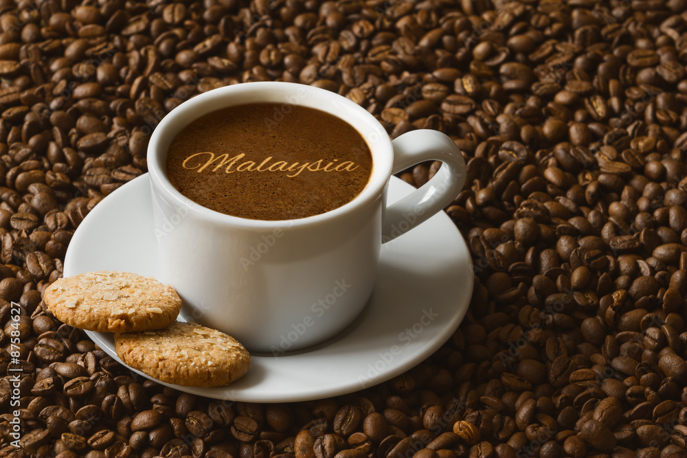 Fototapeta premium Still life - coffee with text Malaysia