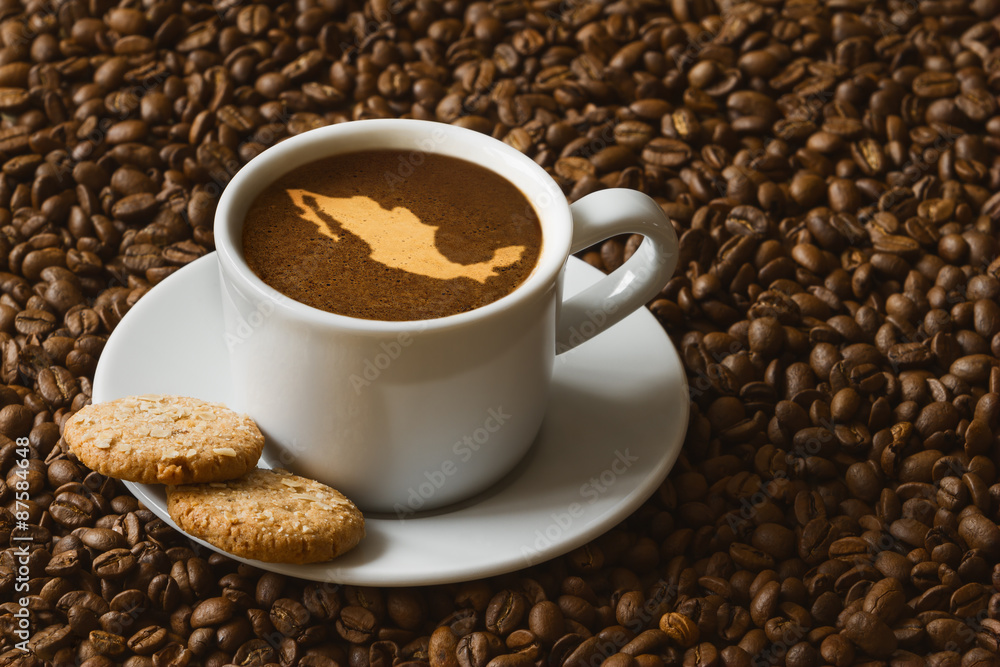 Fototapeta premium Still life - coffee with map of Mexico