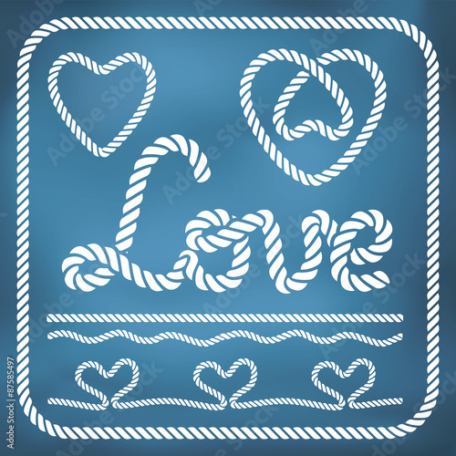 Heart shape rope knots set