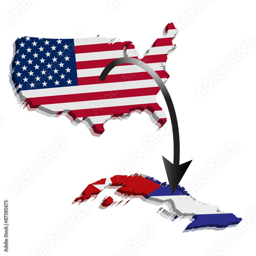 United States Cuba relations flat design vector