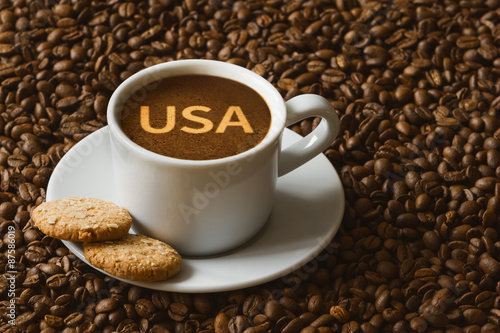 Still life - coffee with text USA