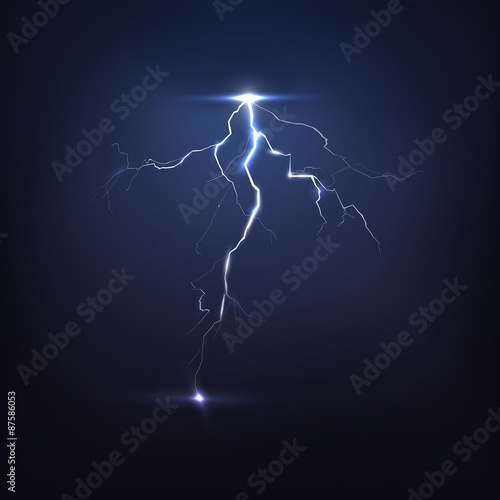 Lightning on black, vector