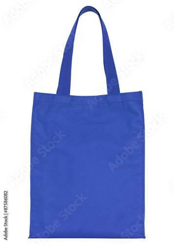 blue shopping fabric bag isolated on white with clipping path