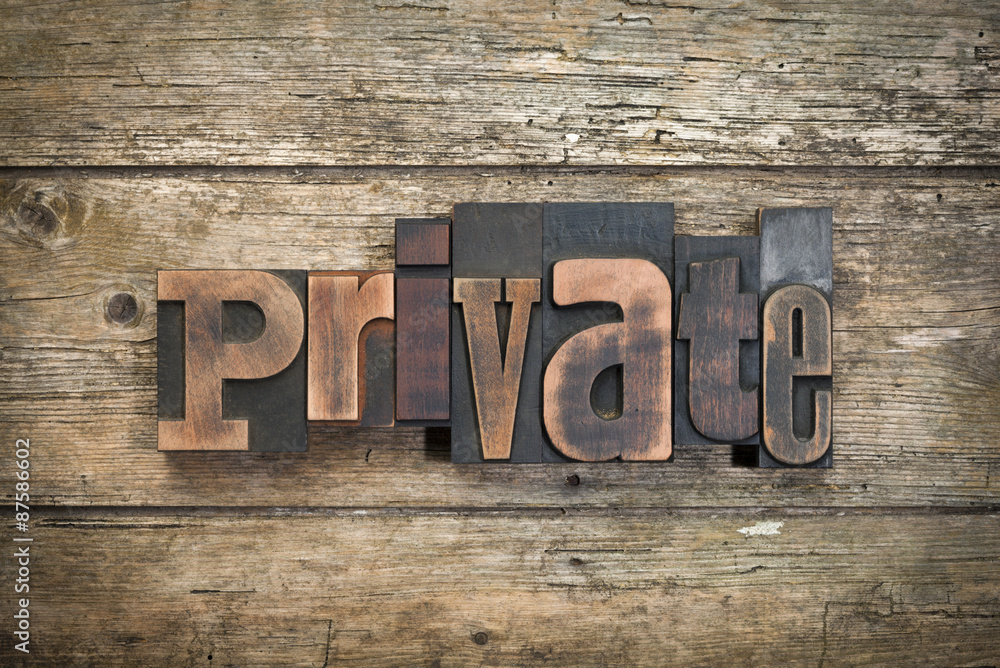 Fototapeta premium private, word written with vintage letterpress printing block
