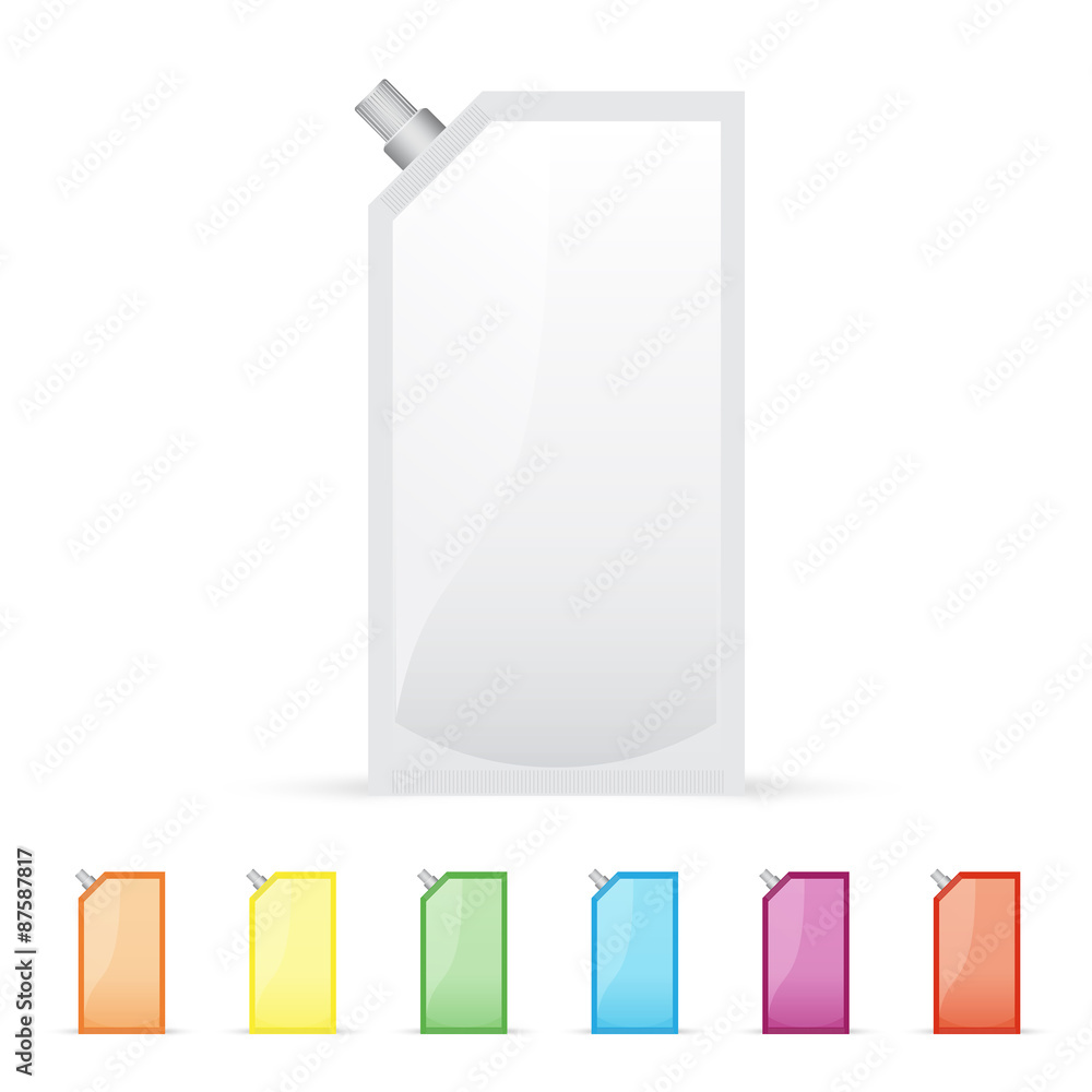 Blank foil or plastic sachet with valve, mock up Blank foil or plastic sachet with valve, mock up