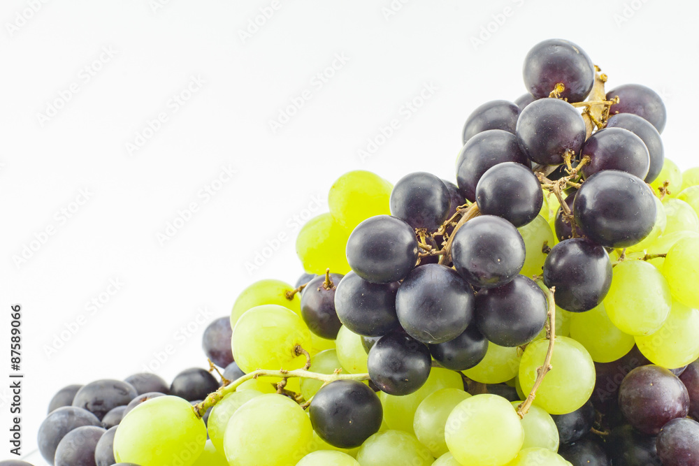 Grapes and white background