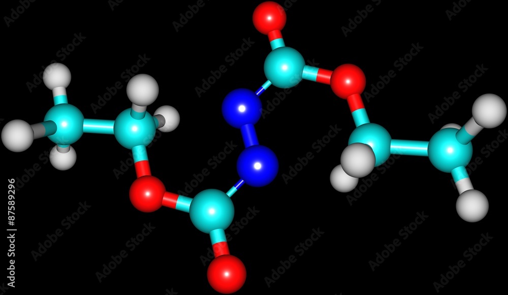 Diethyl azodicarboxylate molecule isolated on black Diethyl azodicarboxylate molecule isolated on black