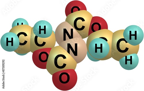 Diethyl azodicarboxylate molecule isolated on white photo