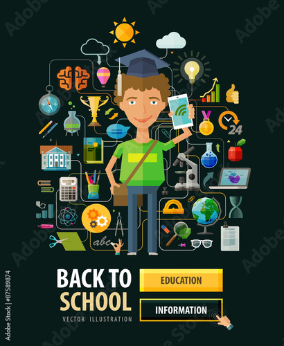 school vector logo design template. education or science icons