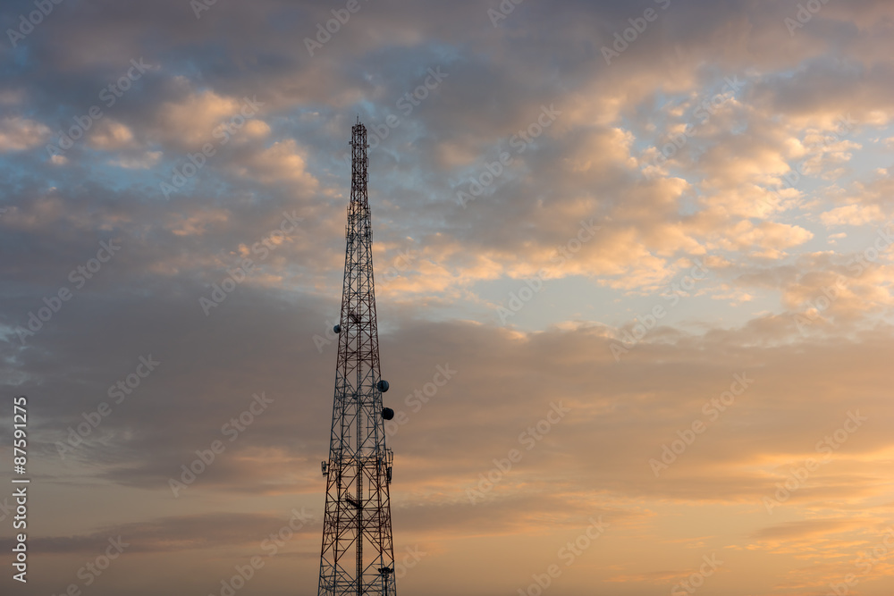 Silhouette of Communication Tower