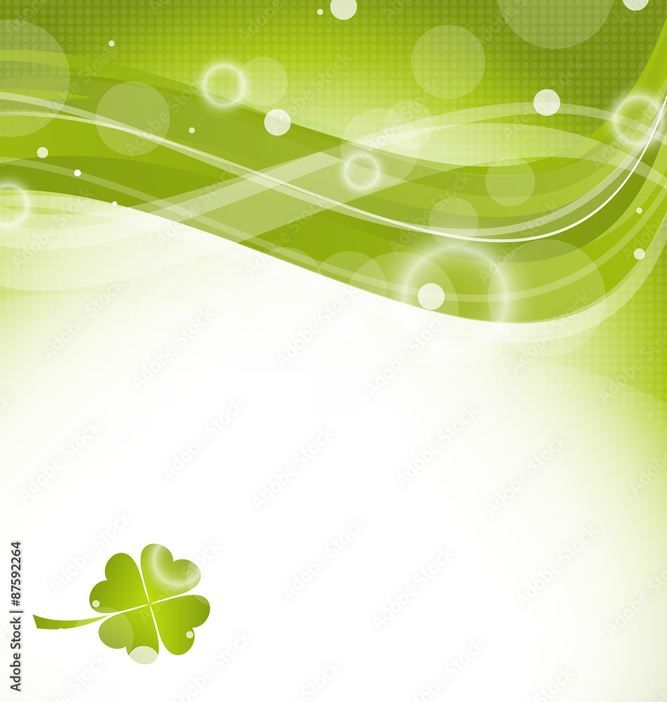 Abstract wavy background with clover for St. Patrick's Day Abstract wavy background with clover for St. Patrick's Day