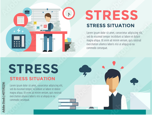 Stress on the work. Office life and business man. Stock design