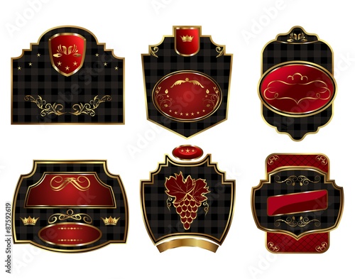 set black gold-framed labels