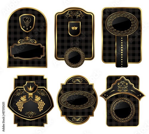 set black-gold decorative frames