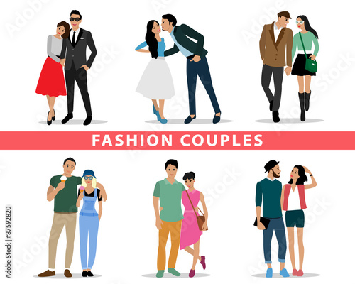Fashion couples. People characters set