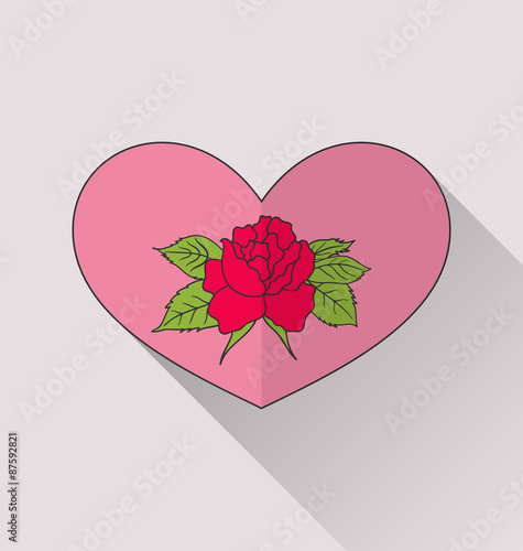 Celebration romantic heart with flower rose for Valentine Day