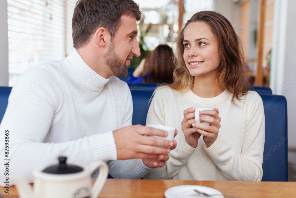 Cafe, flirting, date. Cafe, flirting, date.