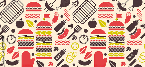 Background with bbq silhouettes